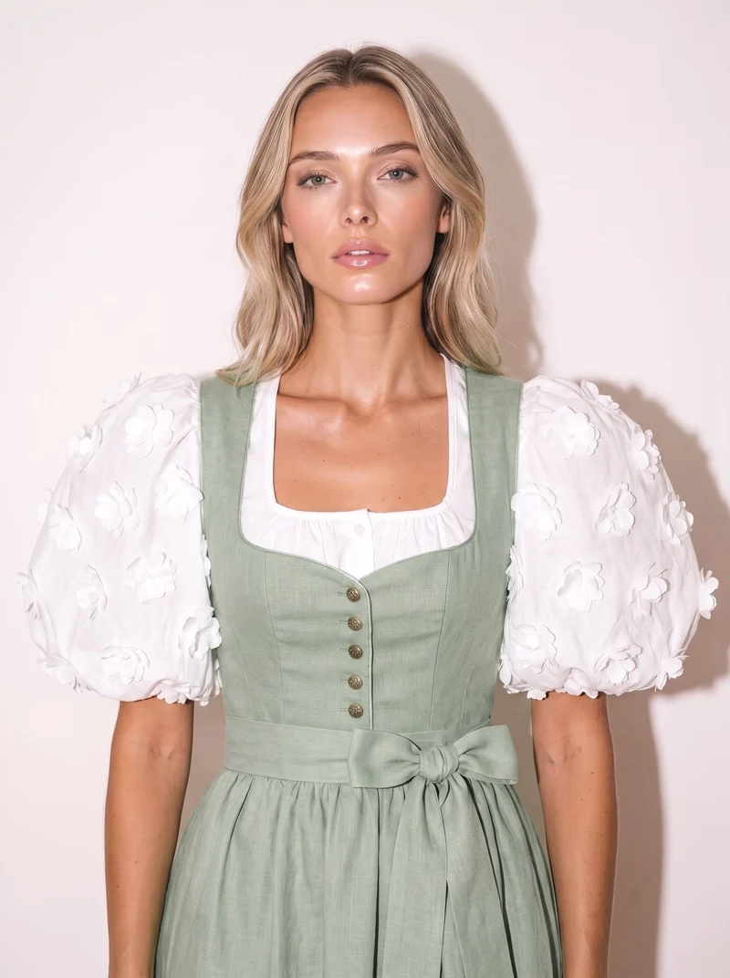 LEINEN DIRNDL MONOCHROME TRADITION SALBEIGRÜN
