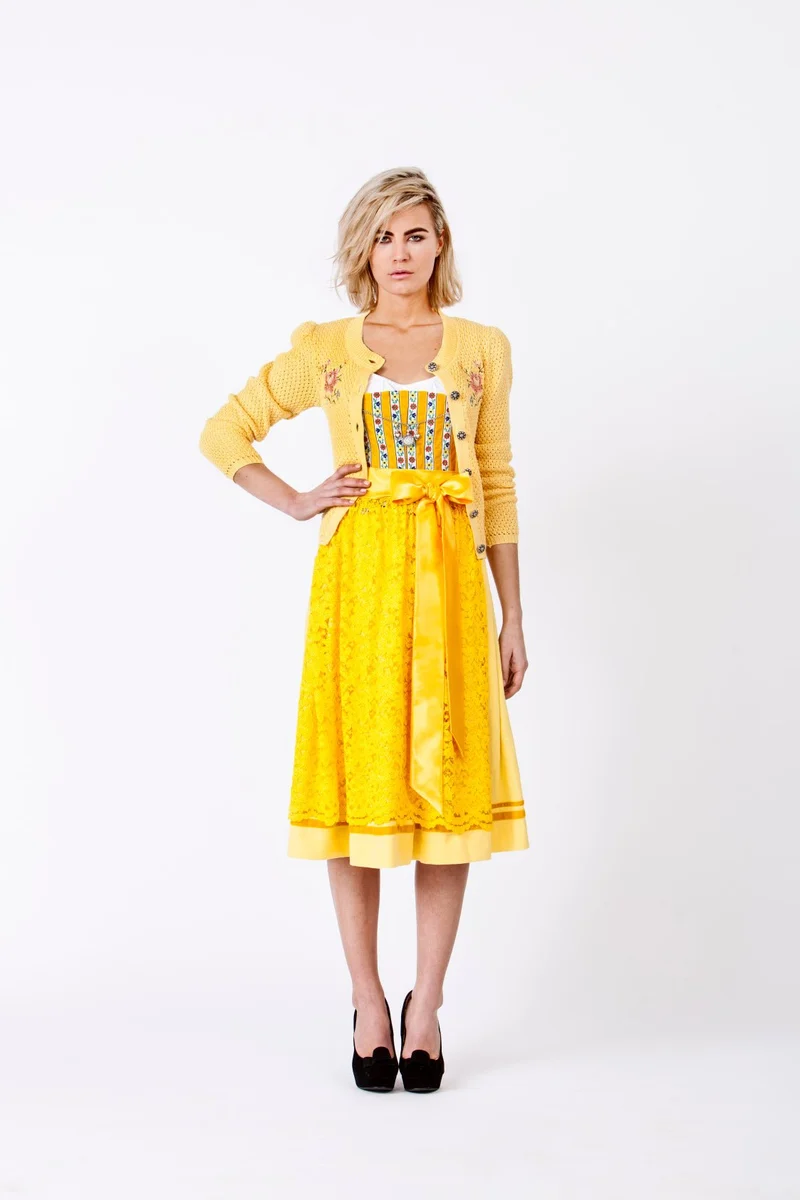 LEINEN DIRNDL TRADITIONAL GELB 65cm