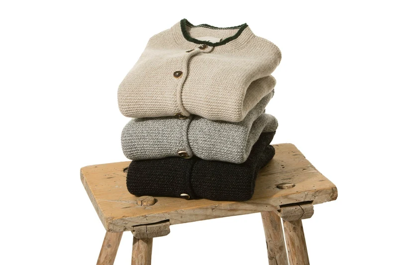STRICKJACKE HEIDI MIT STEHKRAGEN ANTHRAZIT/GRAU