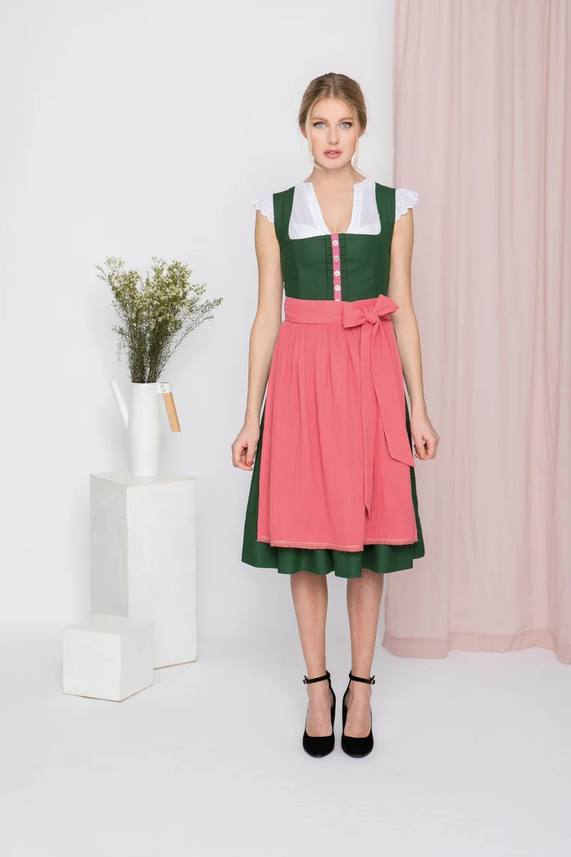 LEINEN DIRNDL TRADITIONAL TANNE/LACHS