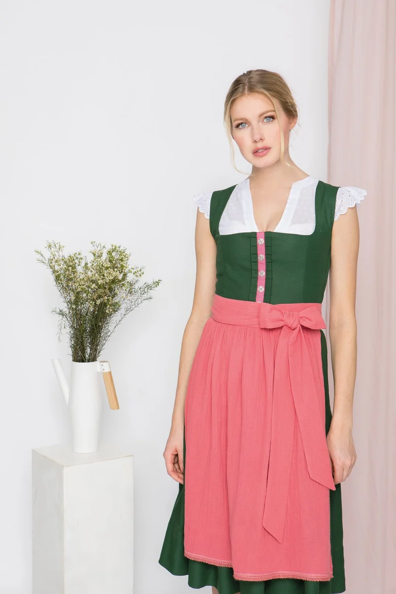 LEINEN DIRNDL TRADITIONAL TANNE/LACHS