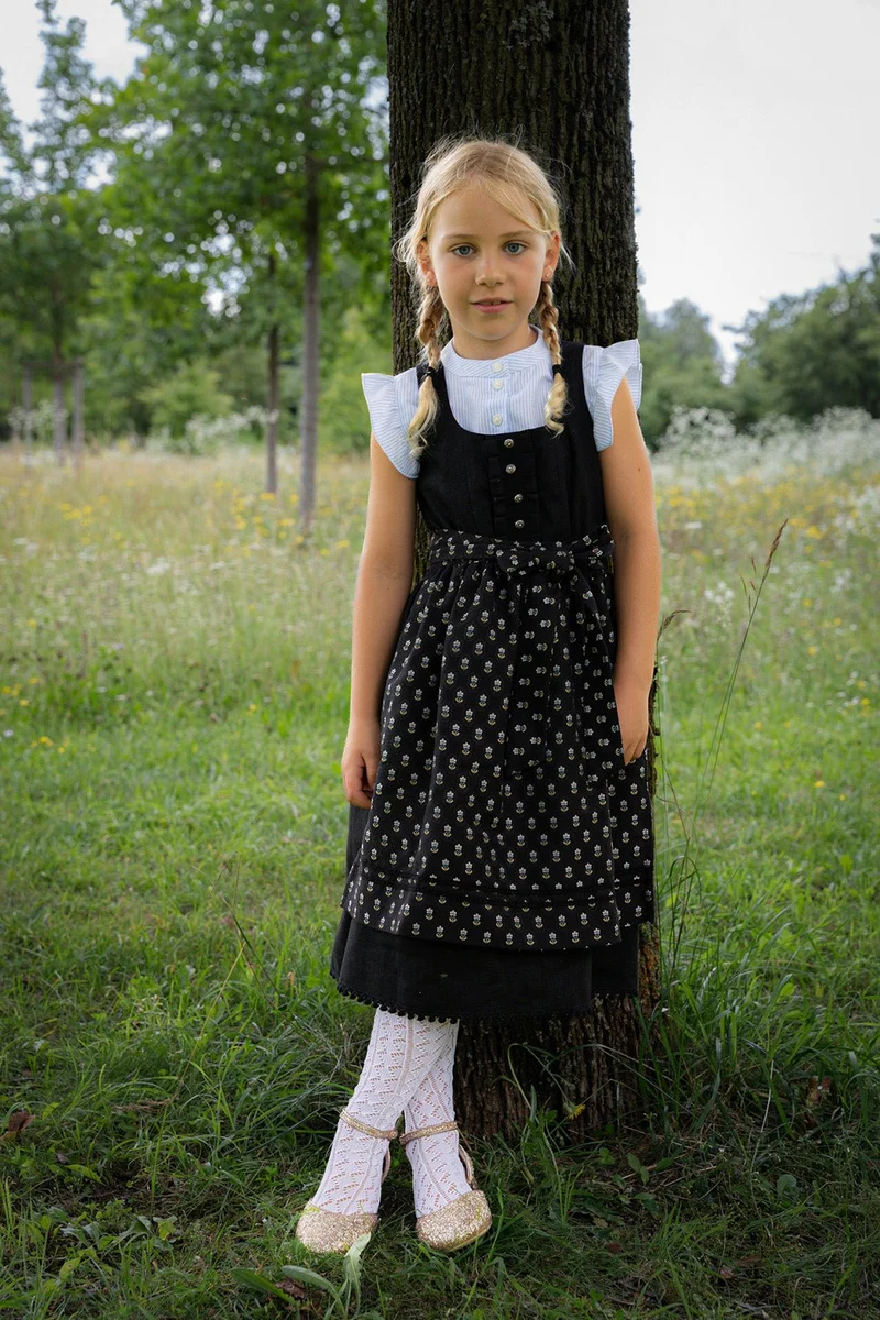 KINDER LEINEN DIRNDL MONACO SCHWARZ