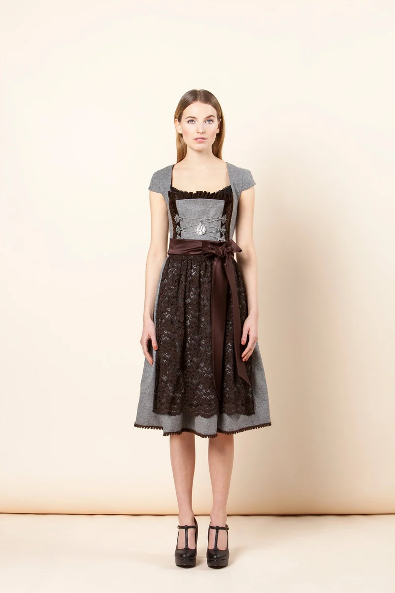 DIRNDL LODEN GRAU/BRAUN