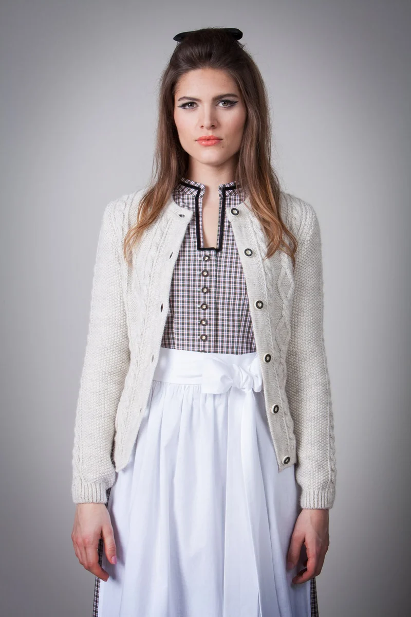 STRICKJACKE VINTAGE MIT ZOPF BEIGE