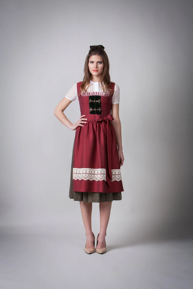 JACQUARD DIRNDL PERGOLA ROT/OLIV