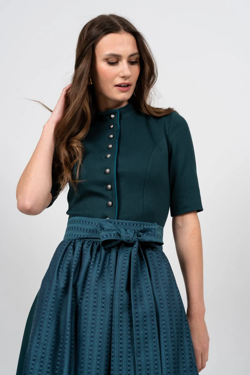 STRETCH DIRNDLKLEID CLASSY STEHKRAGEN 3/4 ARM PETROL