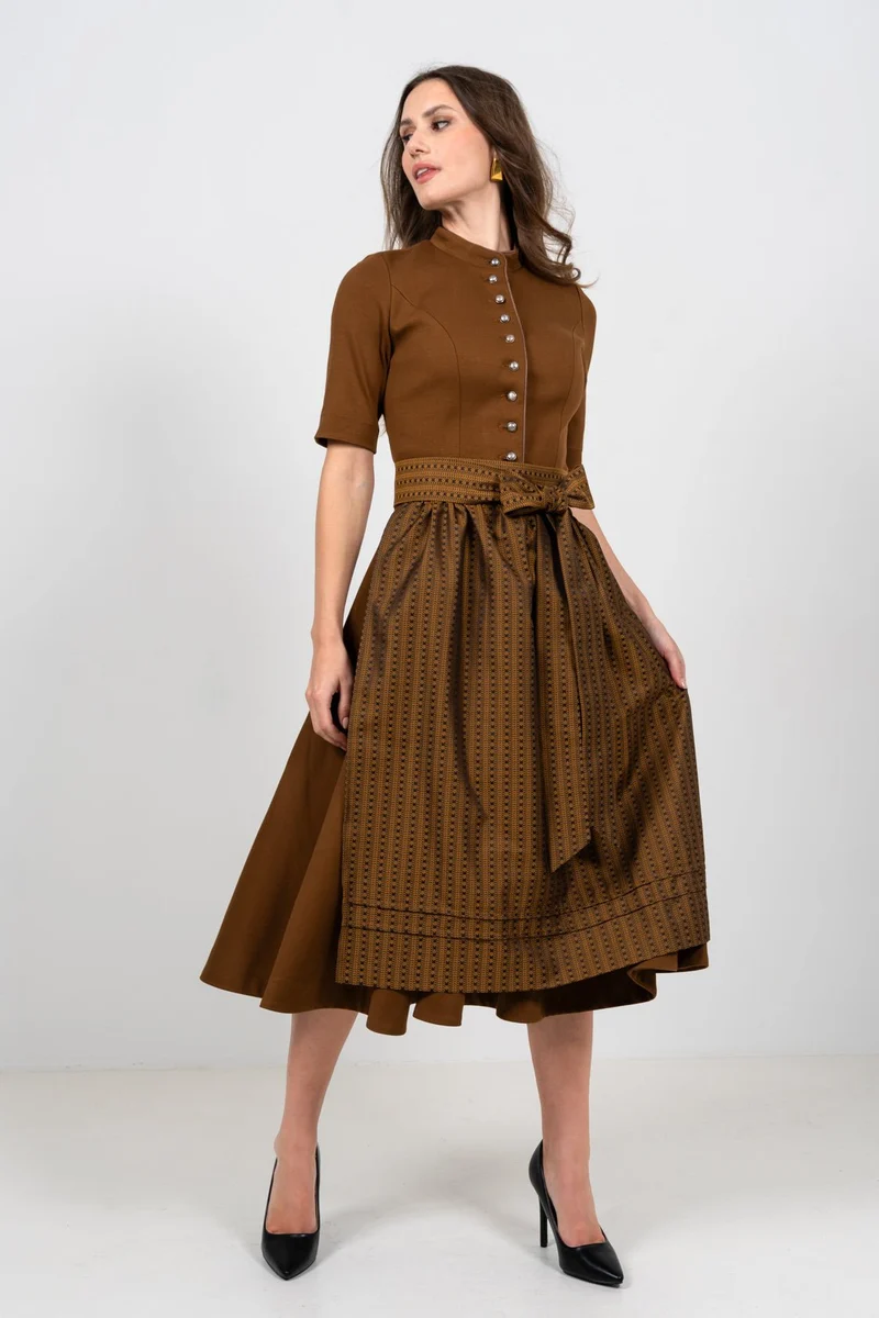 STRETCH DIRNDLKLEID CLASSY STEHKRAGEN 3/4 ARM CAMEL