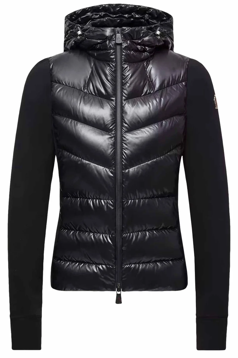 Moncler Grenoble Damen Fleecejacke mit Daunenfront Schwarz