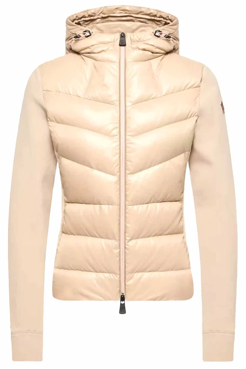 Moncler Grenoble Damen Fleecejacke mit Daunenfront Beige