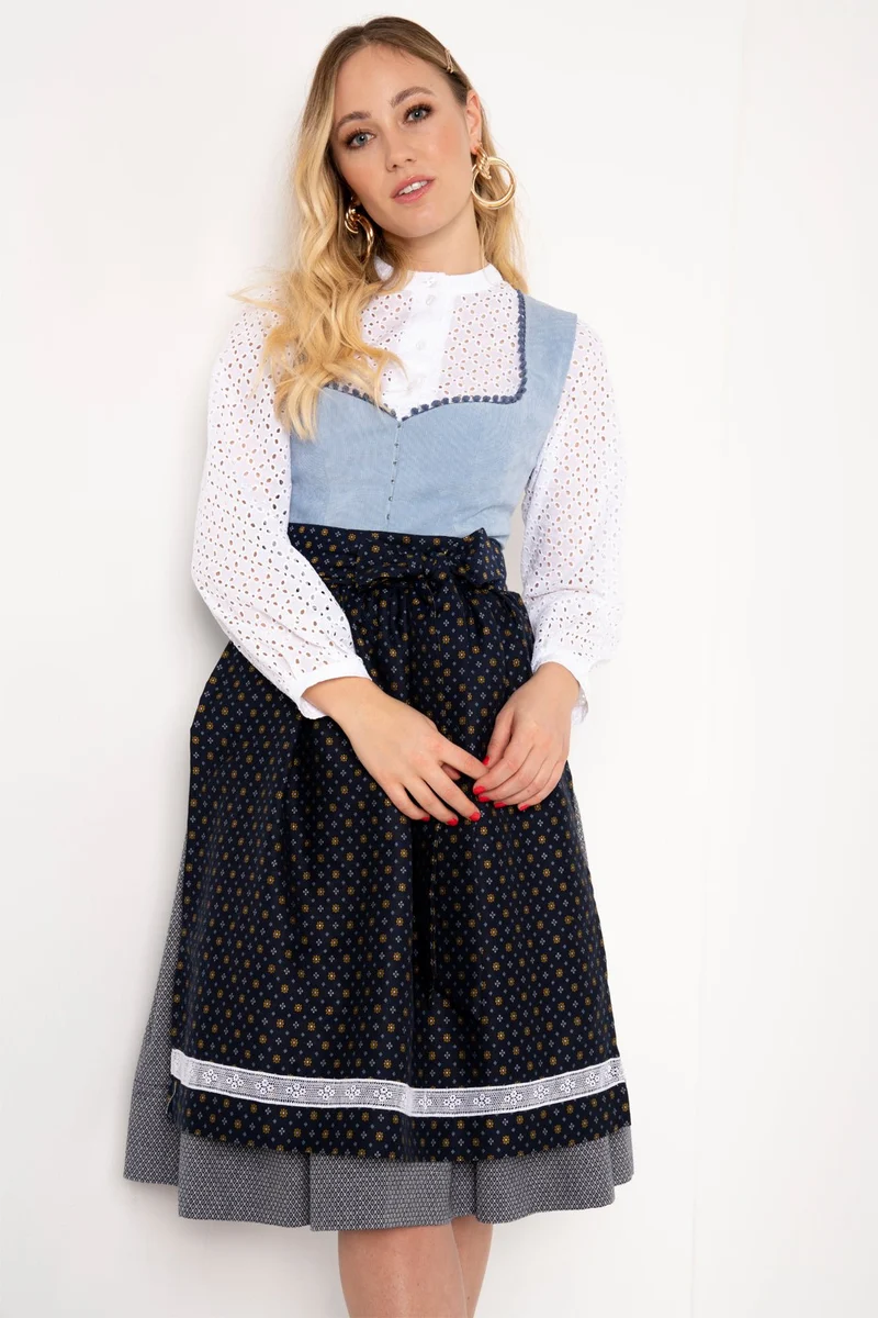 DIRNDLBLUSE BRODERIE ANGLAISE LANGARM WEISS