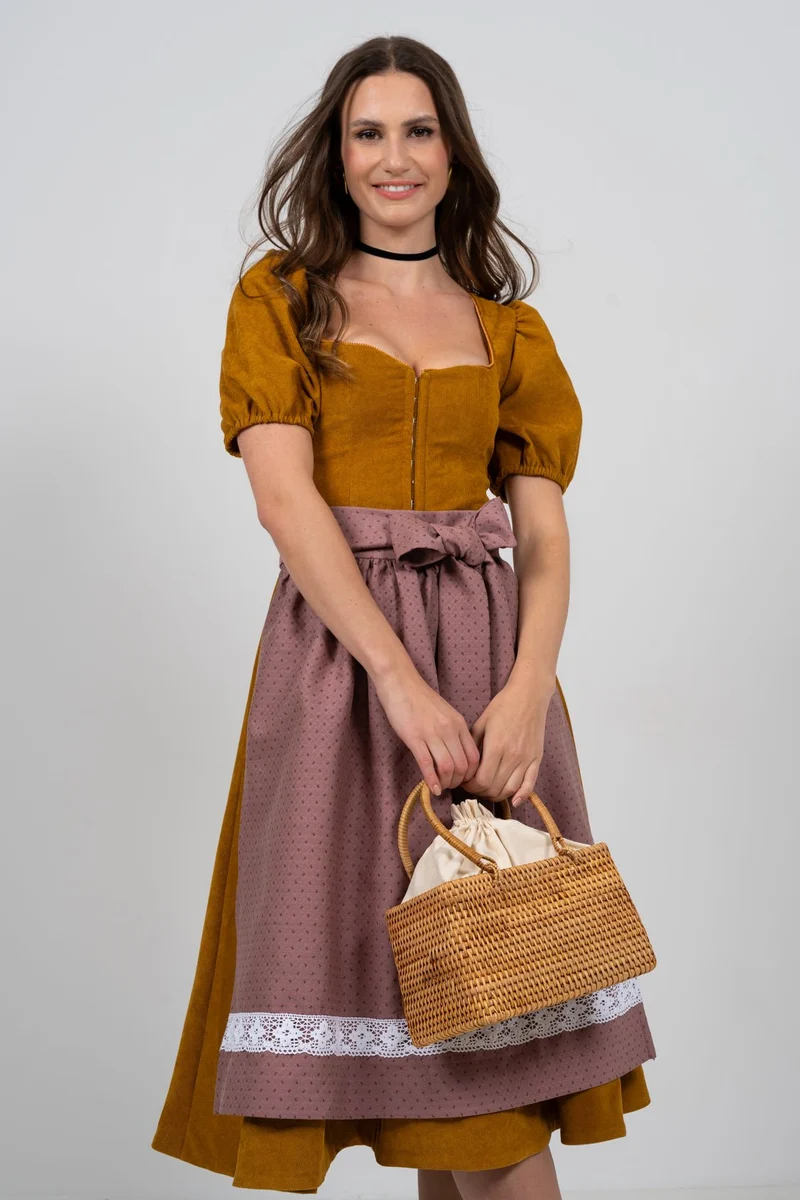 CORD DIRNDL FLARE TULIP OCKER/ MAUVE