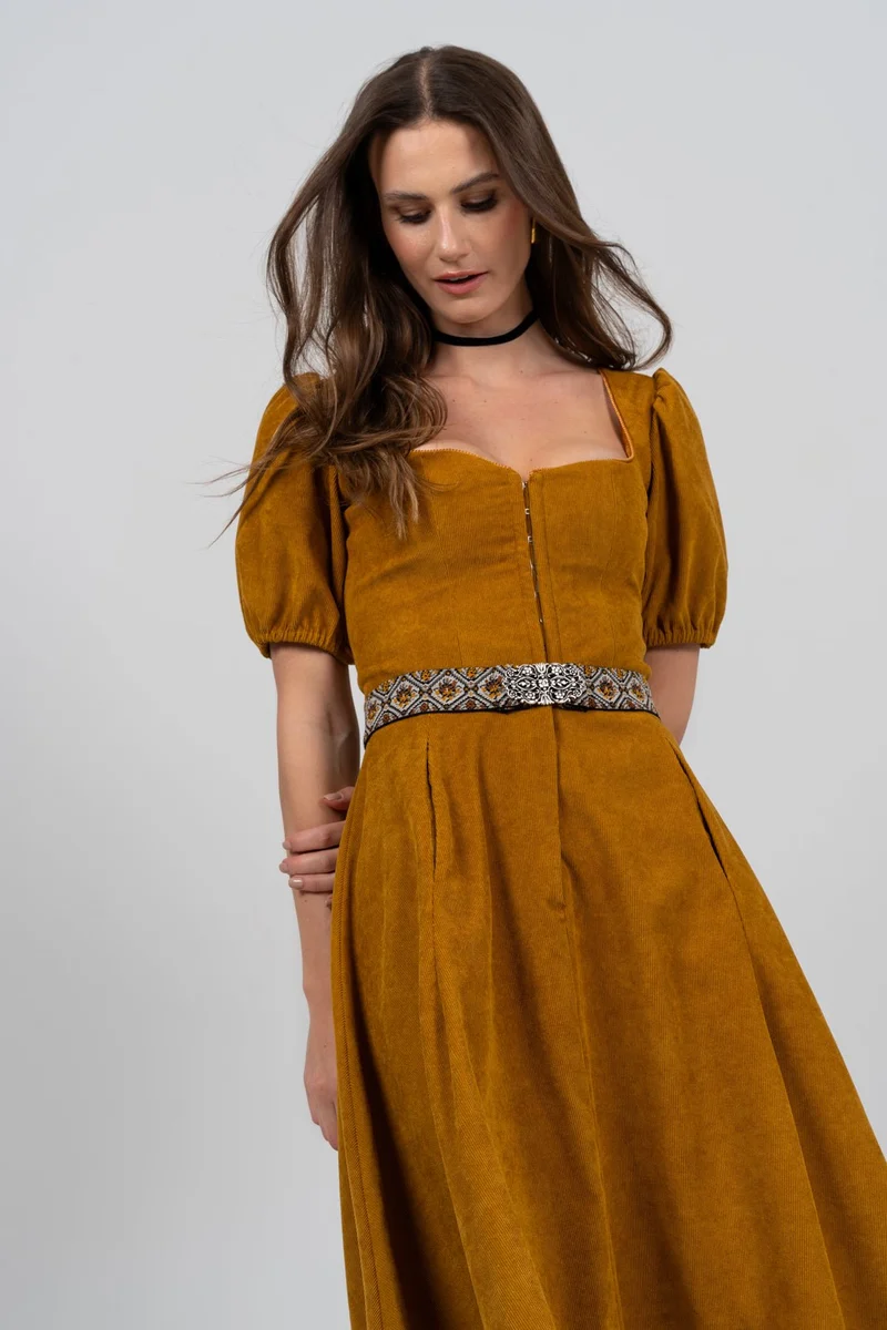 CORD DIRNDL FLARE TULIP OCKER/ MAUVE