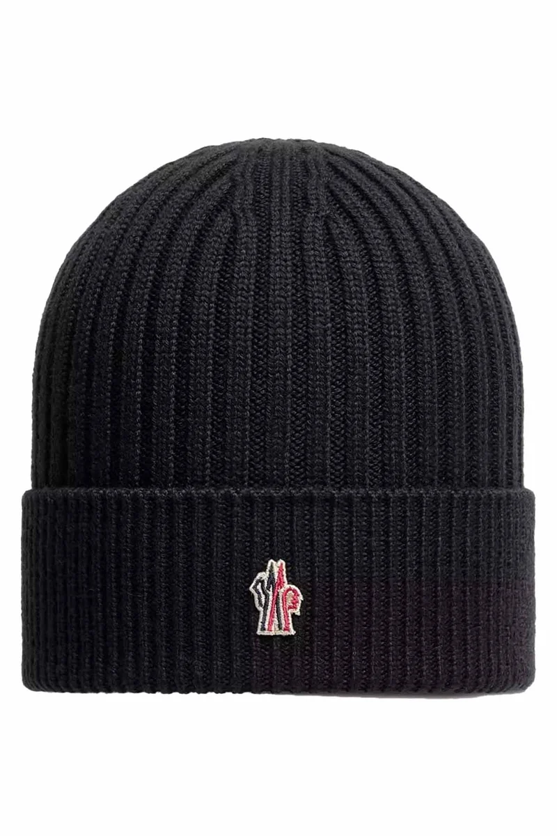 Moncler Grenoble Herren Strickmütze Schwarz