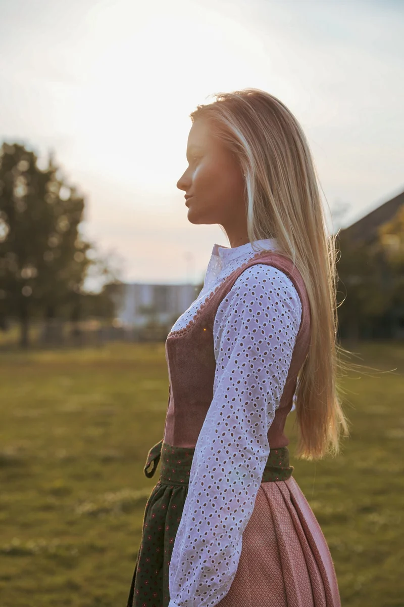 CORD DIRNDL FLORAL DOTS HUMMER/WALDGRUEN