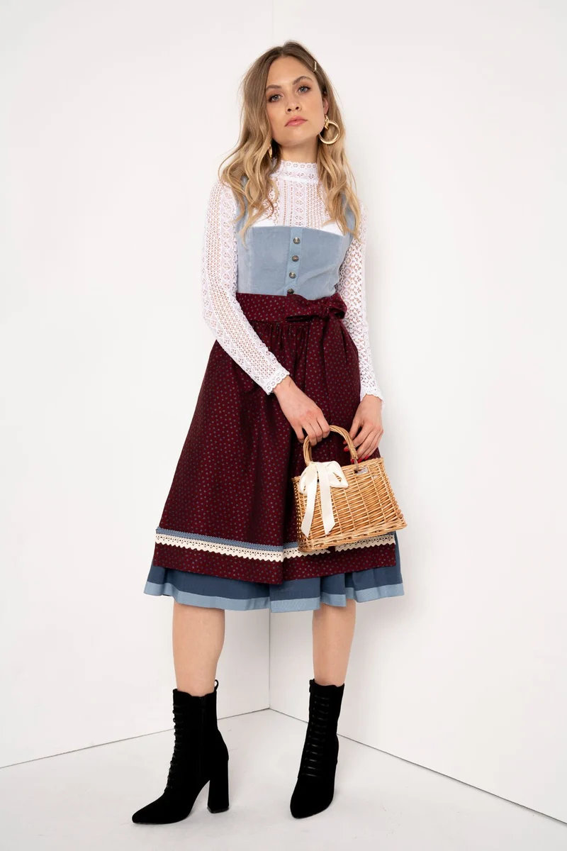 SAMT-JACQUARD DIRNDL KORNBLUME/ GRANAT