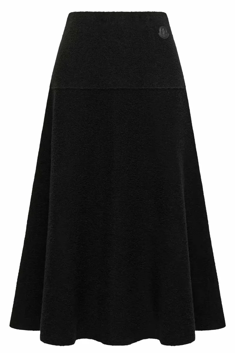 Moncler Damen Midi-Rock aus Bouclé-Wollmischung Schwarz
