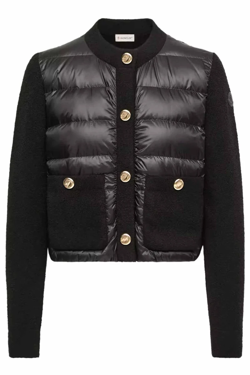 Moncler Damen Strickjacke mit Daunenfront Schwarz