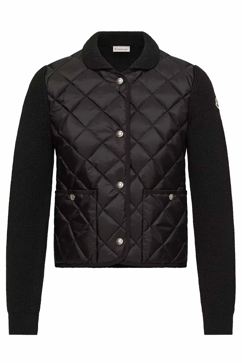 Moncler Damen Strickjacke mit Daunenfront Schwarz