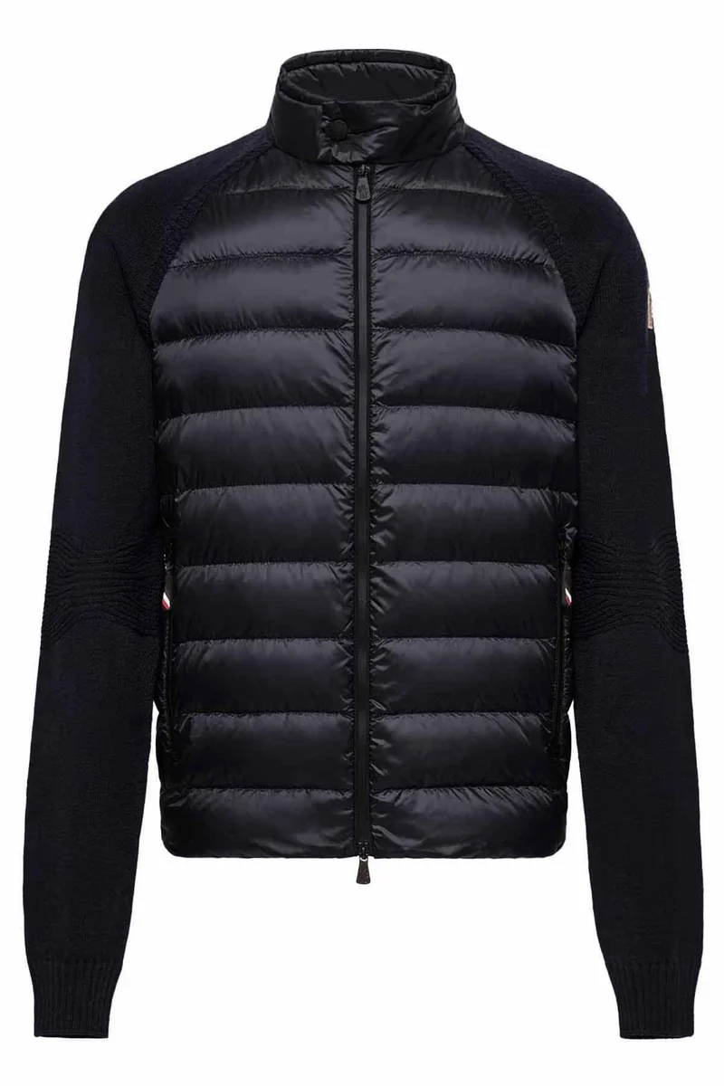 Moncler Grenoble Herren Strickjacke mit Daunenfront Navy
