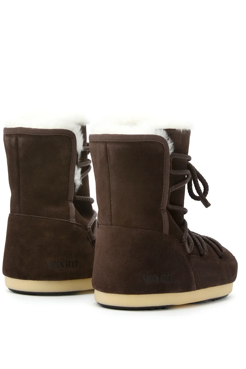 Moon Boot Damen Stiefel EVX aus Veloursleder und Shearling Dark Brown