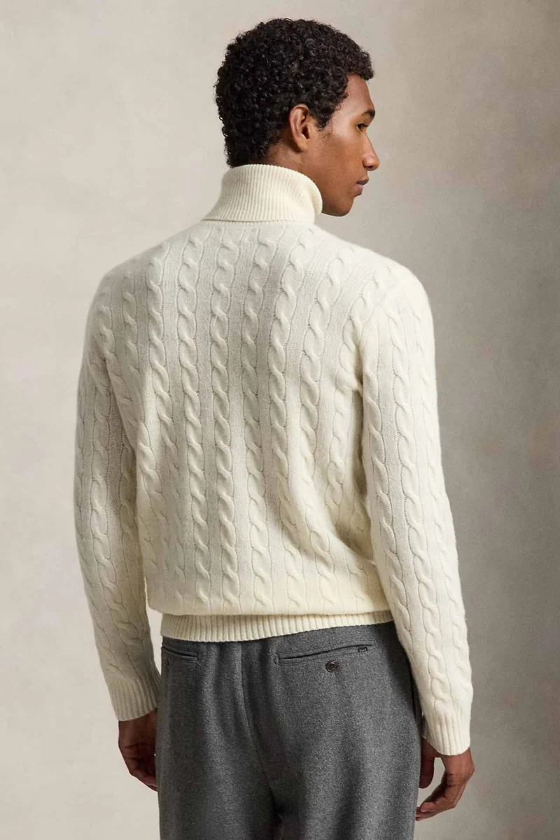 Polo Ralph Lauren Herren Rollkragenpullover mit Zopfmuster Andover Cream