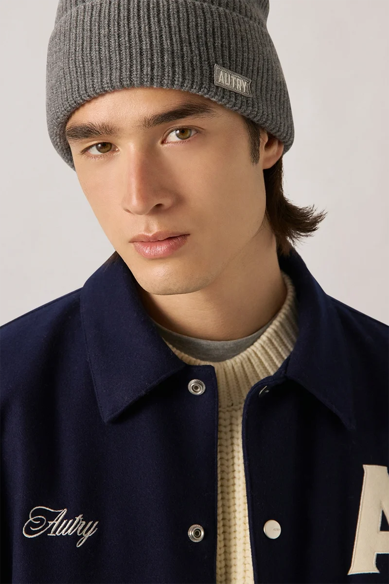 Autry Unisex Strickmütze Dunkelgrau Meliert