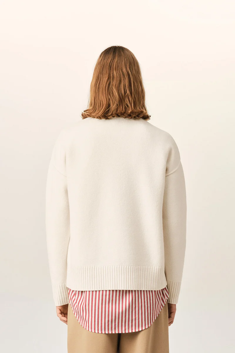 AMI Paris Herren Strickpullover Off-White/Rot