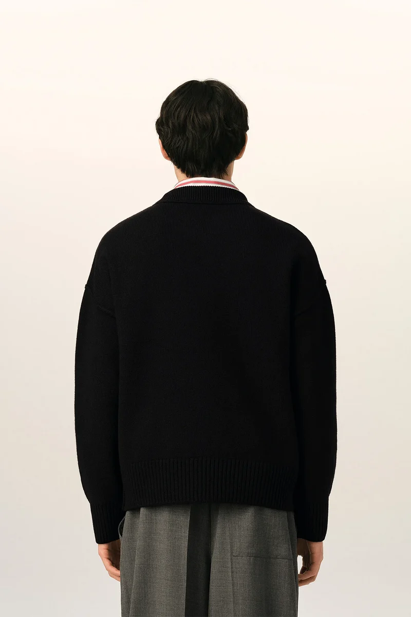 AMI Paris Herren Strickpullover Schwarz/Rot