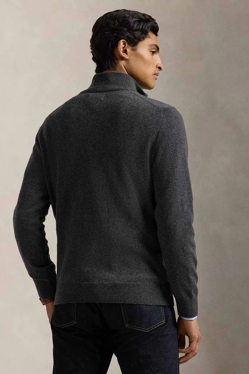 Polo Ralph Lauren Herren Quarter-Zip-Strickpullover Dark Charcoal Heather