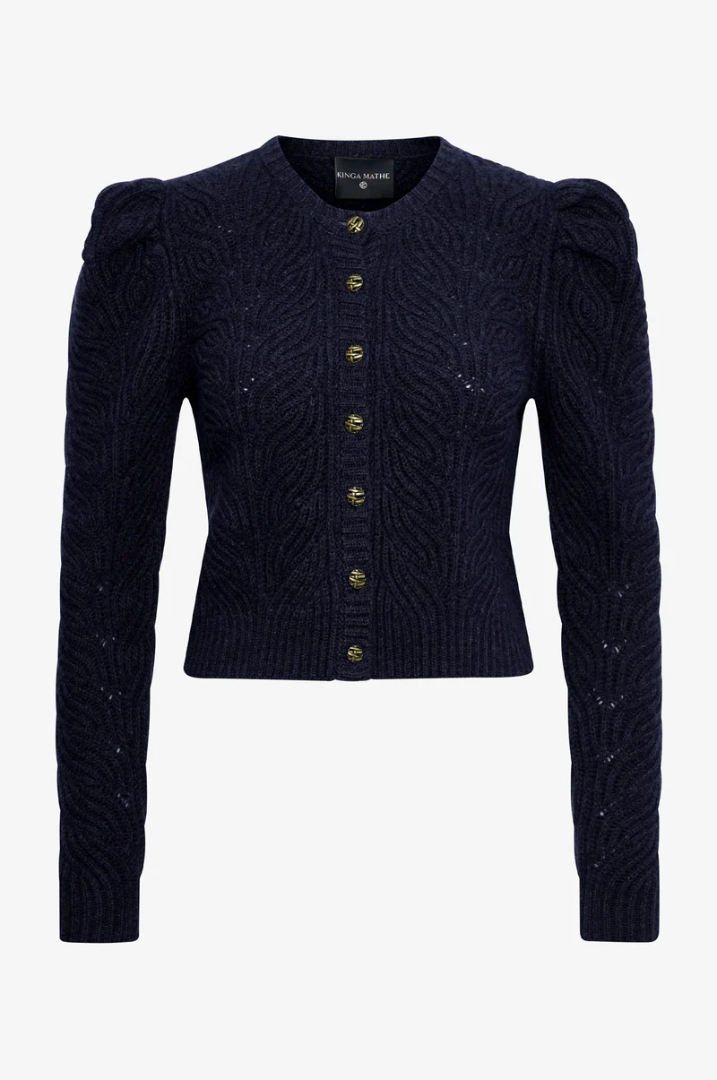 Cashmere Strickjacke Marie in Nachtblau