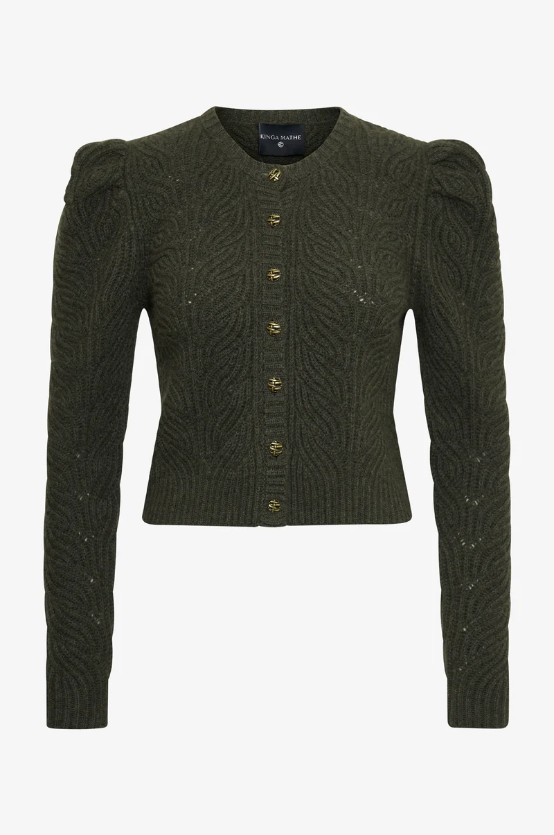 Cashmere Strickjacke Marie in Olive