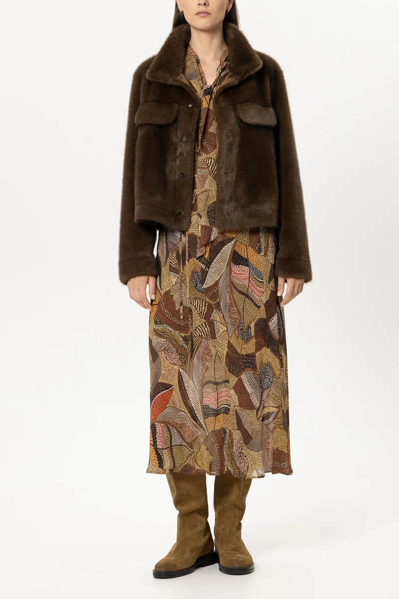 Luisa Cerano Damen Jacke in Nerz-Optik Caramel