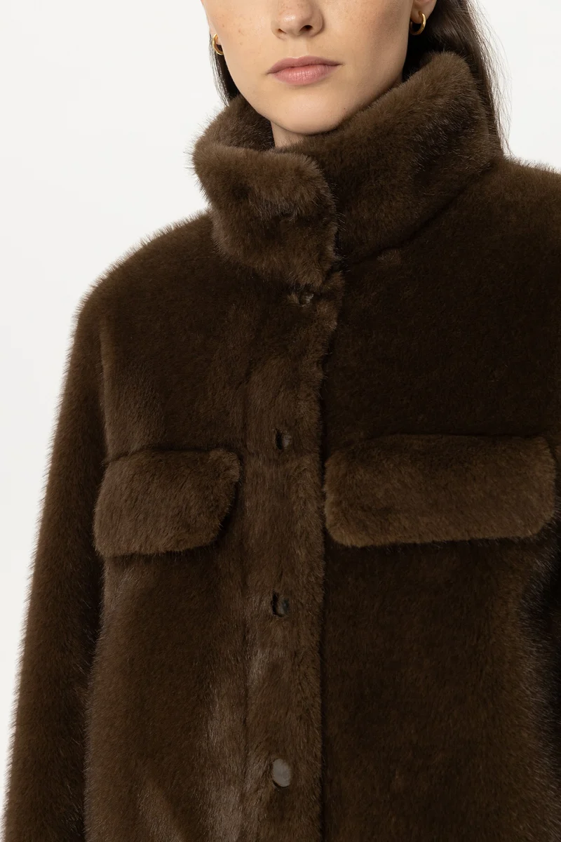 Luisa Cerano Damen Jacke in Nerz-Optik Caramel