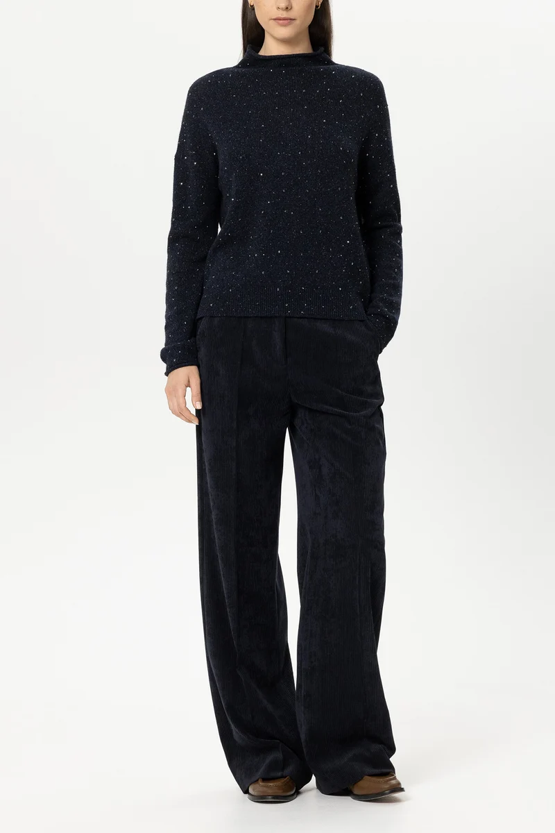 Luisa Cerano Damen Cord-Wideleg-Pants Winter Navy