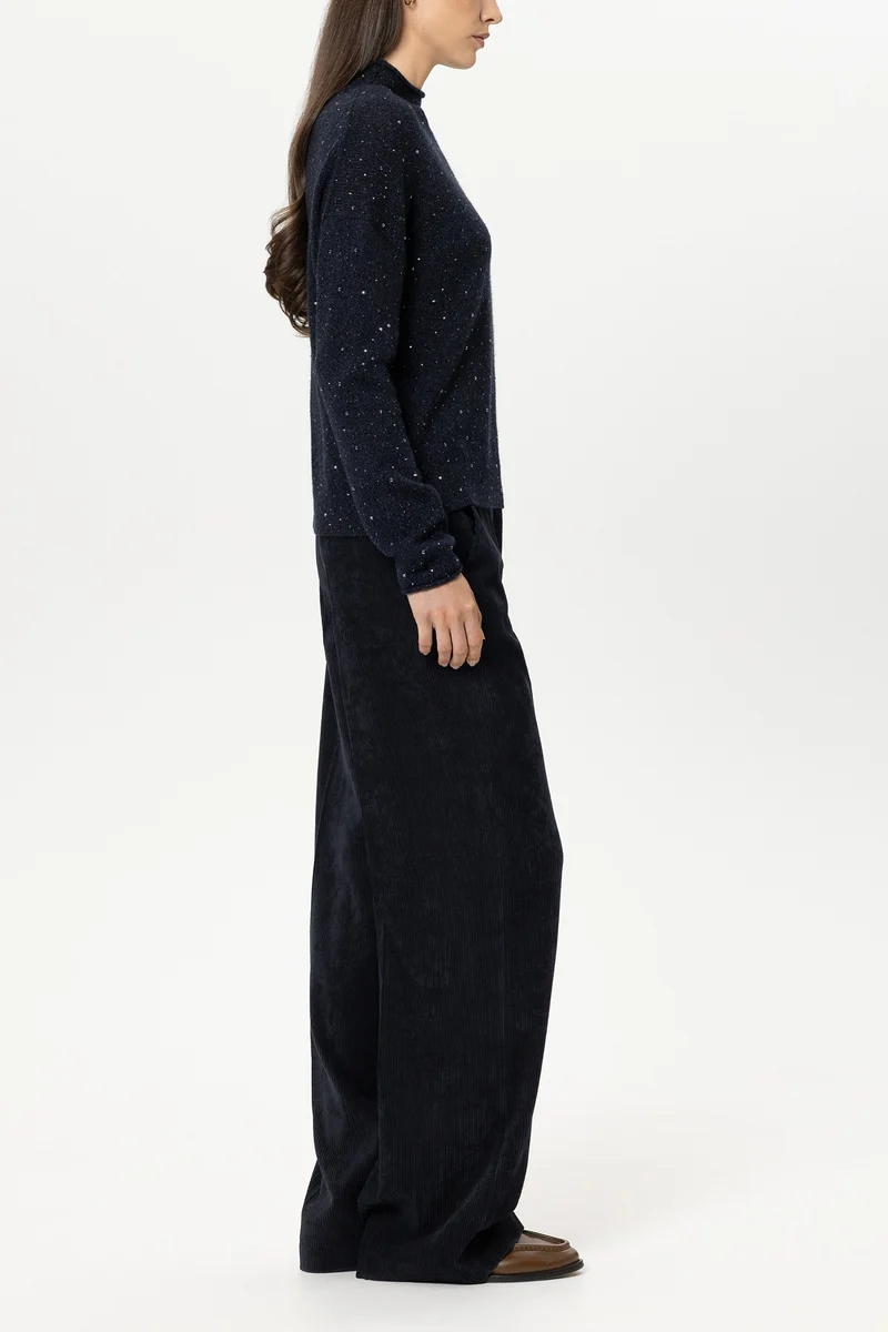 Luisa Cerano Damen Cord-Wideleg-Pants Winter Navy