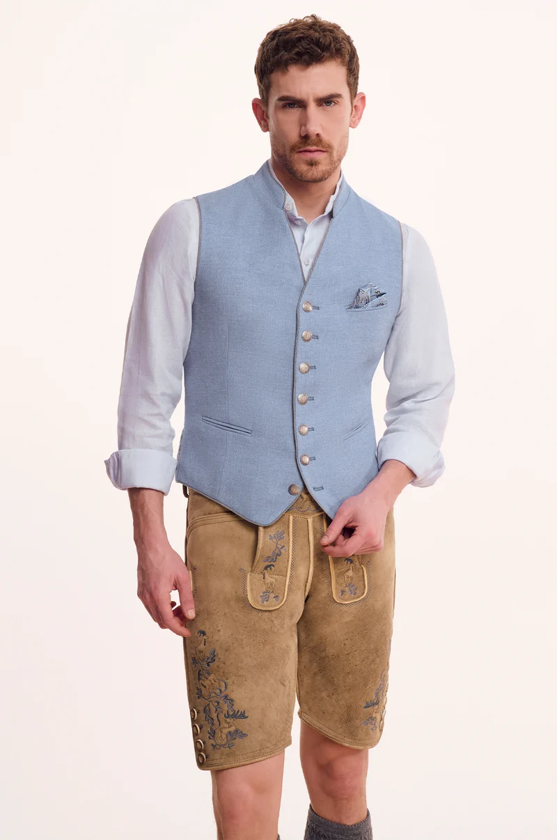 Trachtenweste Henry in Hellblau