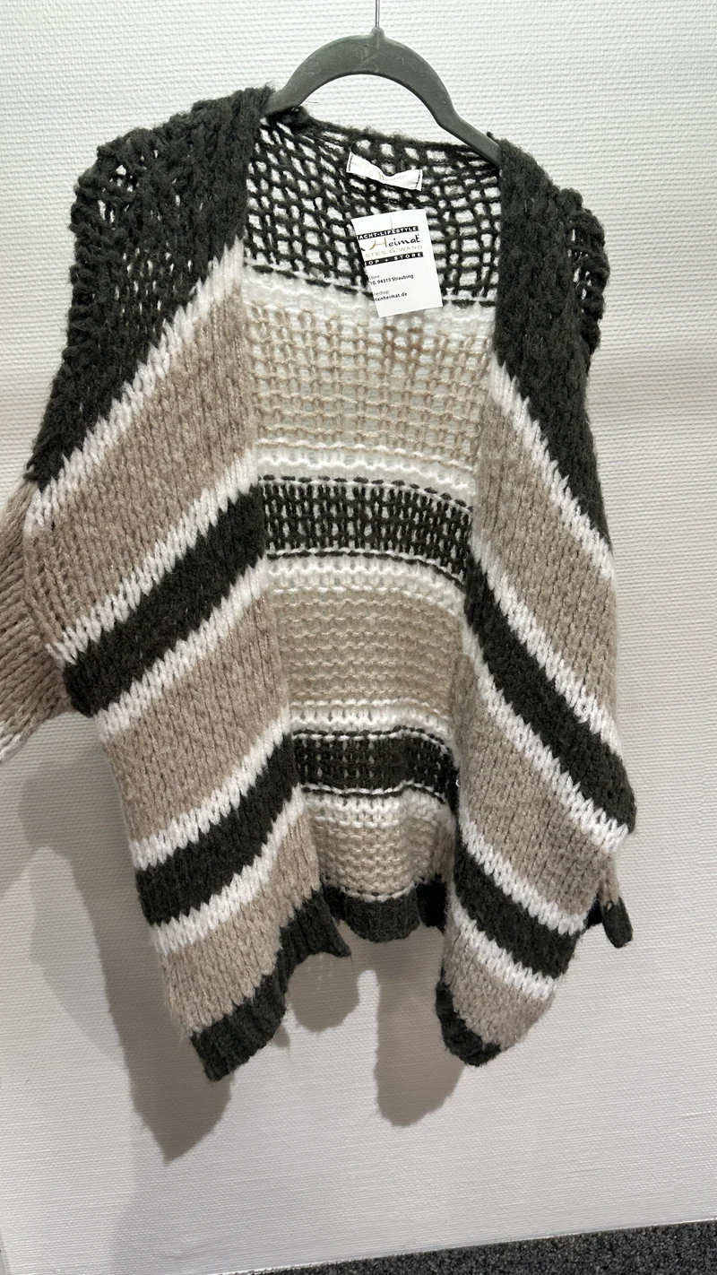 Cardigan Strick V Milano beige/olive/weiß