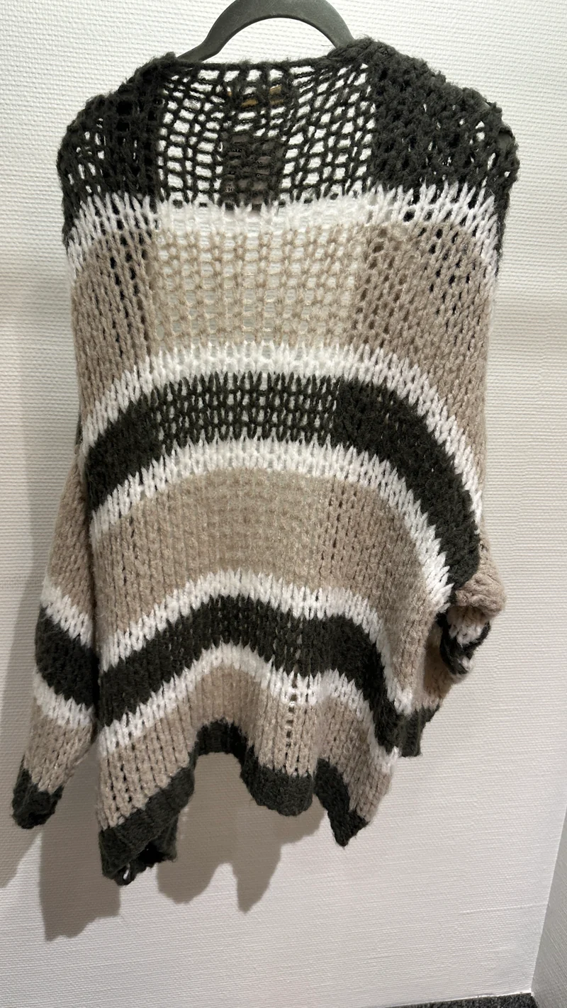 Cardigan Strick V Milano beige/olive/weiß