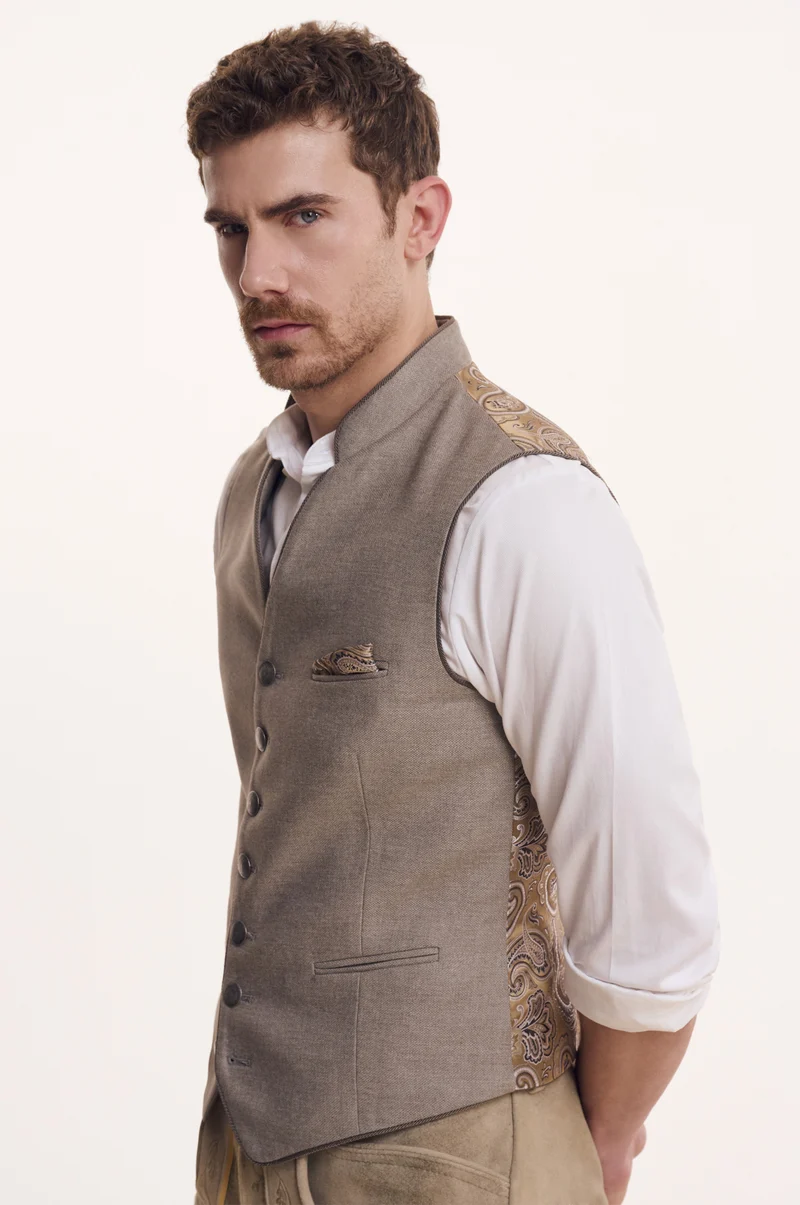 Trachtenweste Henry in Taupe
