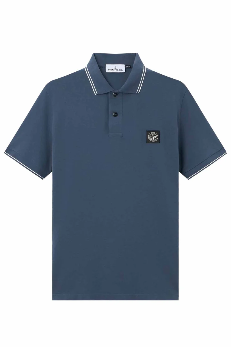 Stone Island Herren Pique-Poloshirt Schieferblau