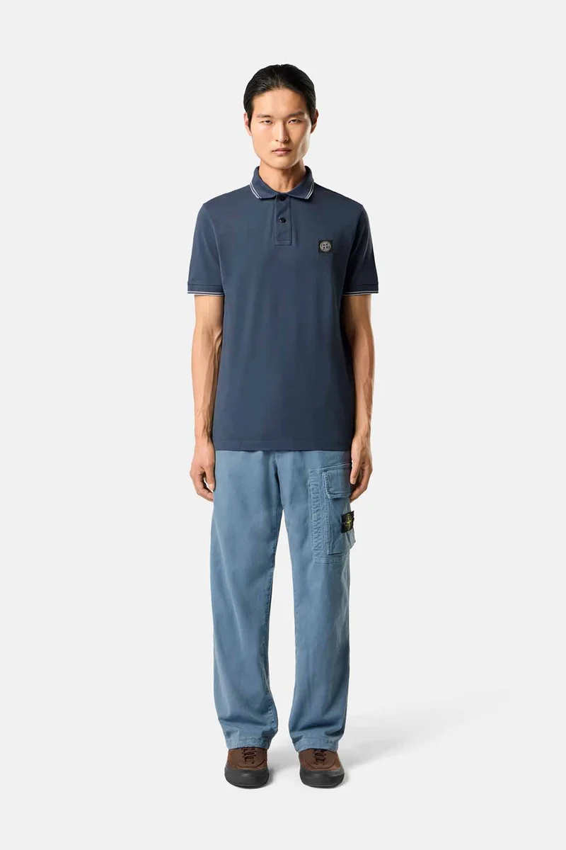 Stone Island Herren Pique-Poloshirt Schieferblau