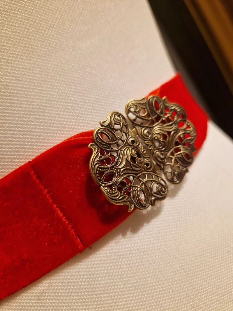 Trachtengürtel Samt Stretch Goldstich rot/gold