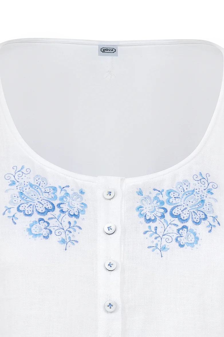 Model-Shirt mit Flachstichstickerei