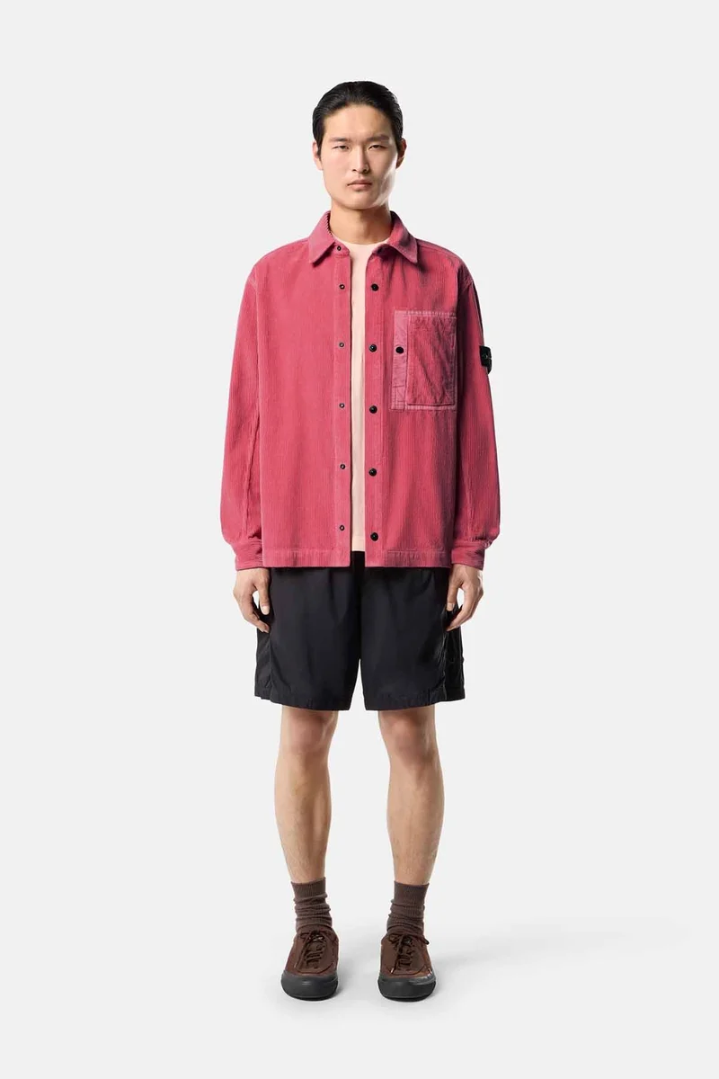 Stone Island Herren Cord-Overshirt Geranie