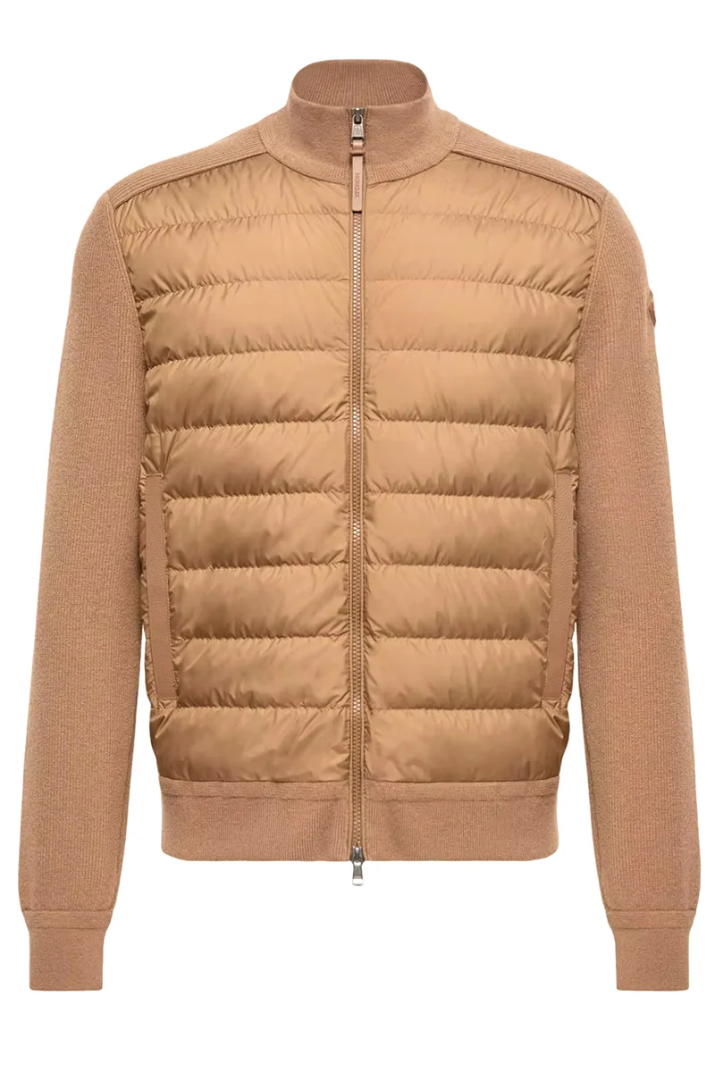 Moncler Herren Strickjacke mit Daunenfront Braun