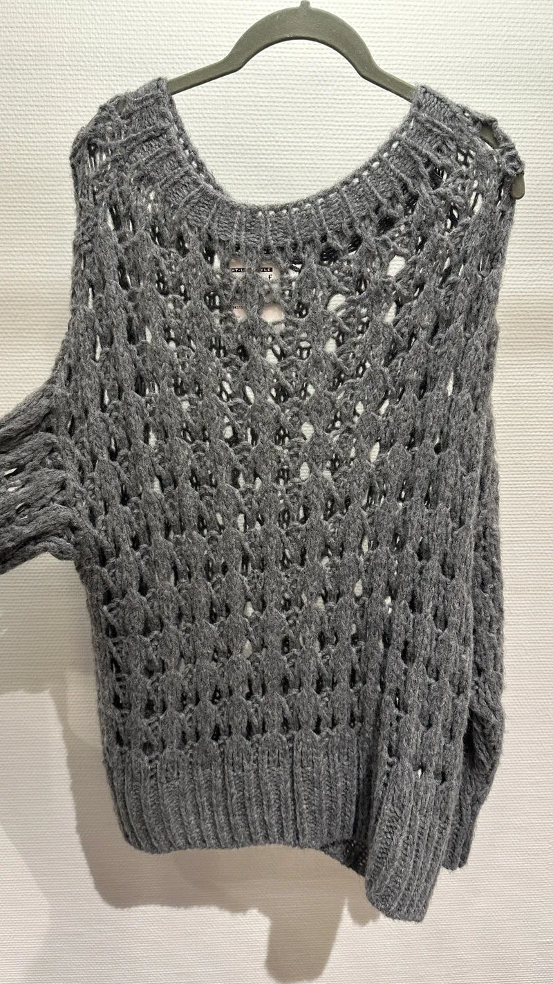 Pullover Strick grau