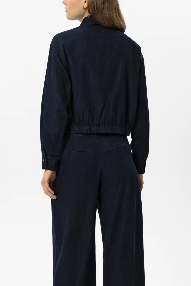 Luisa Cerano Damen Denim-Bluse in Blouson-Optik Denim Blue