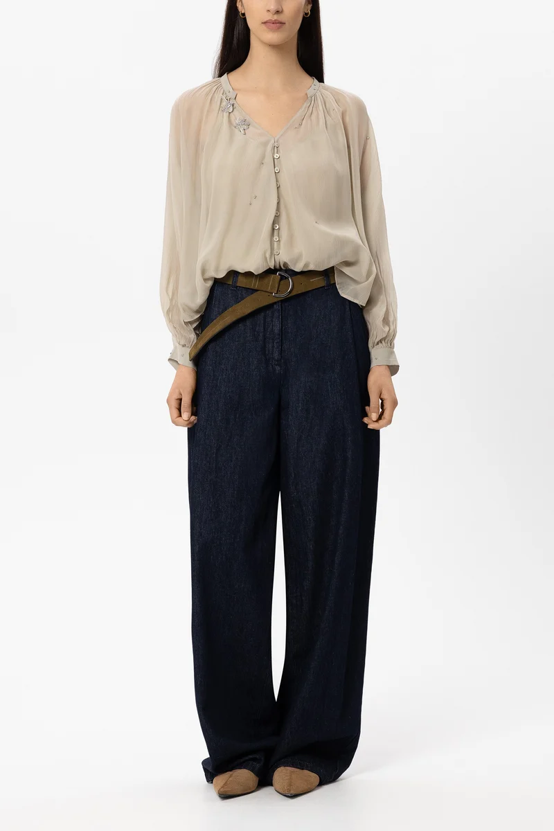 Luisa Cerano Damen Bluse mit Kristallsteinen Ginger