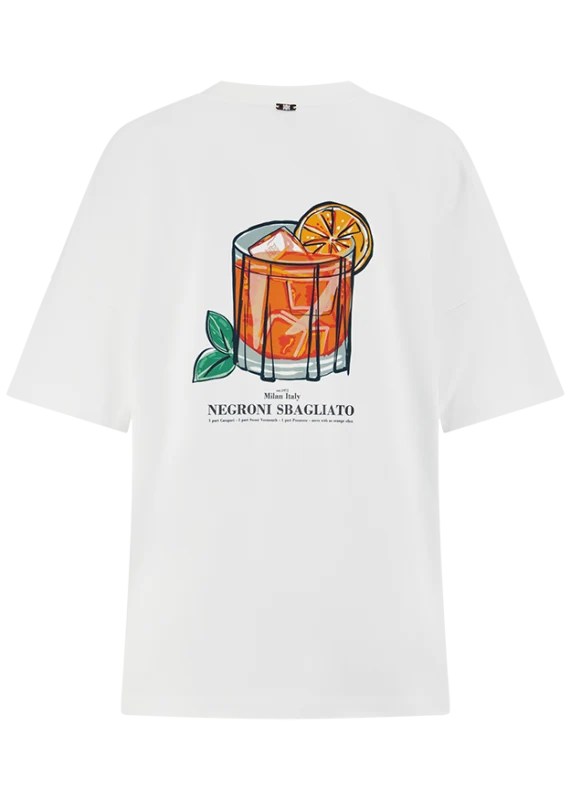 Riani Damen T-Shirt mit Rückenprint Offwhite Patterned