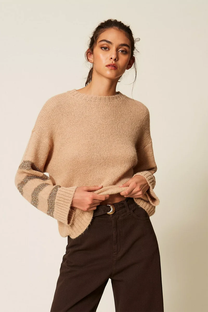 Twin Set Damen Strickpullover Beige